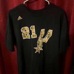 San Antonio Spurs Duncan Adidas Black Camo T Shirt